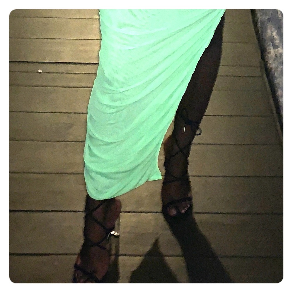 Strappy heels with clear heel